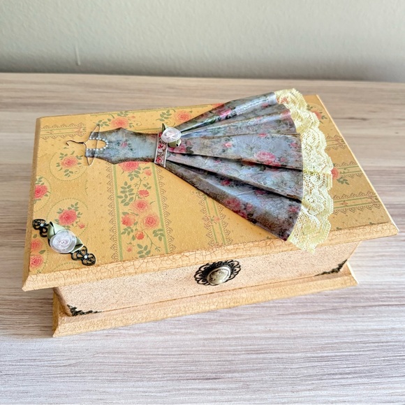 Floral Wooden Decorative Jewelry Box - Picture 2 of 9